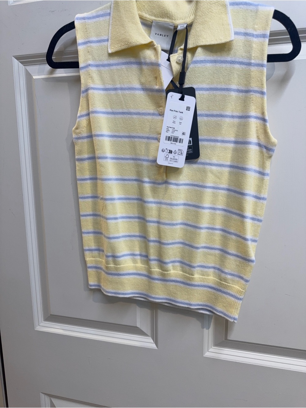 Varley Rue polo tank anise flower/xenon blue